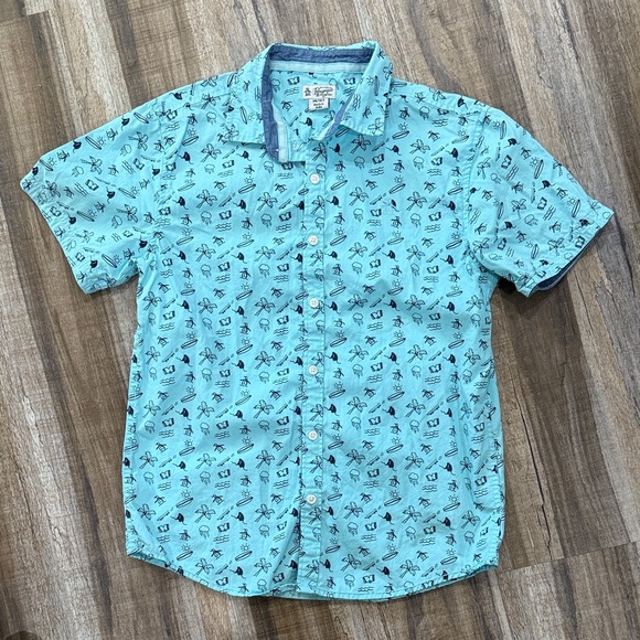 Aqua Graphic Surf Casual Button Down Shirt Size M - Picture 1 of 5